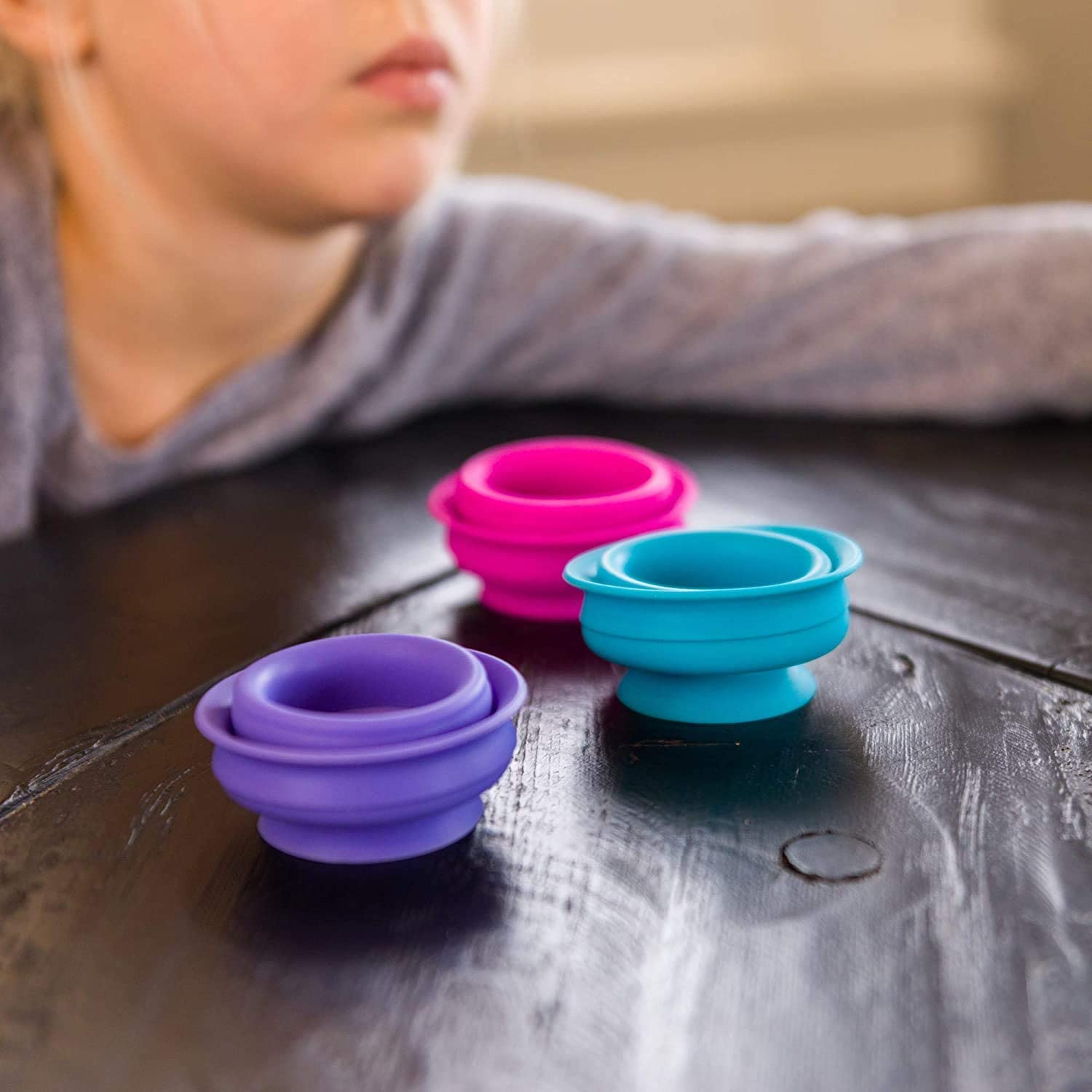 Fat Brain Toys Suction Kupz - 100% Silicone Colorful Squishy Cups for Endless Creative Play
