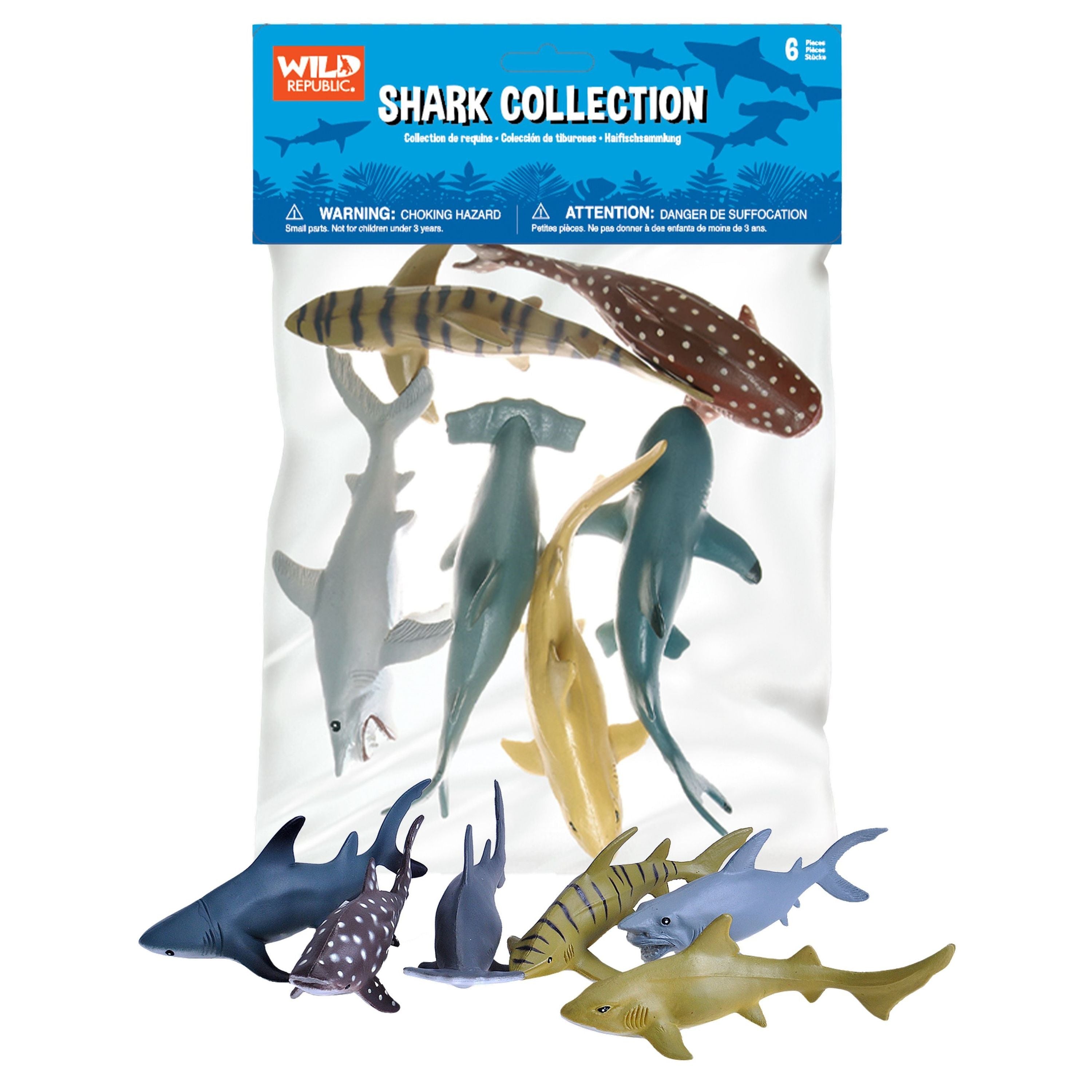 Hot Sale! Wild Republic Biodegradable Shark Figurine Polybag Set