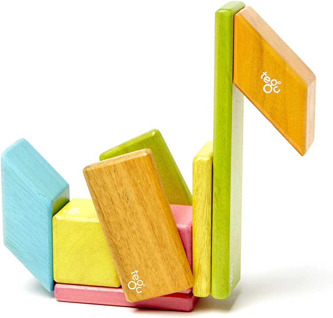 14-Piece Tegu Magnetic Wooden Blocks Set with Various Shapes
