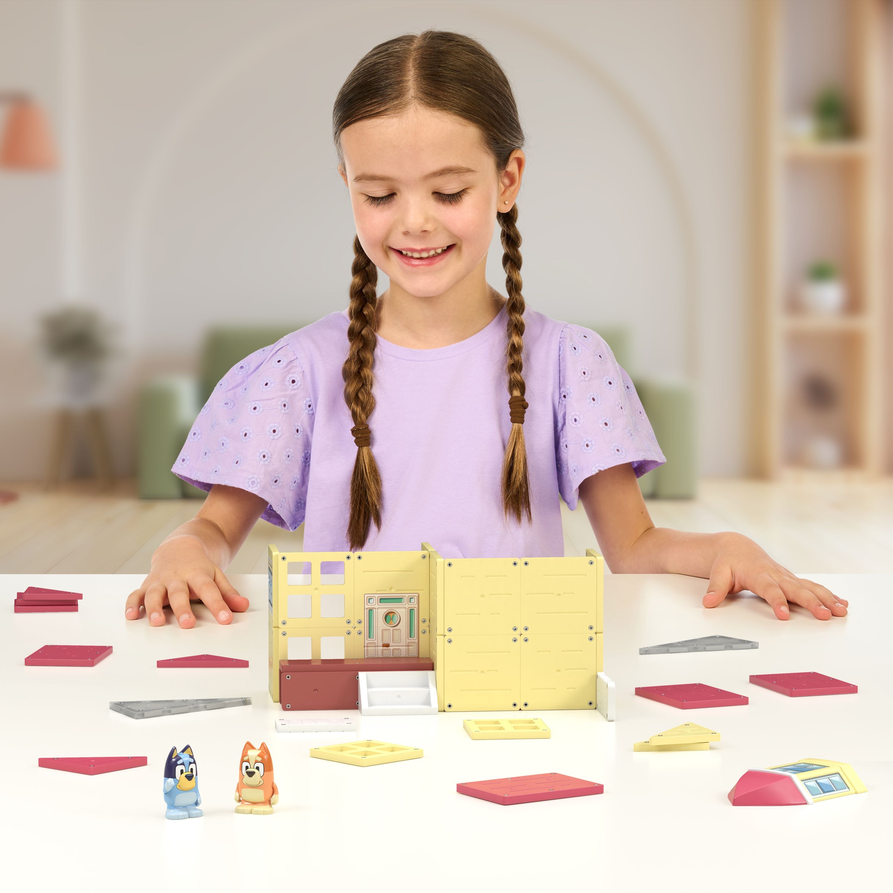 Tile Town 47-Piece Bluey Heeler Home Magnetic Tile Set for Kids