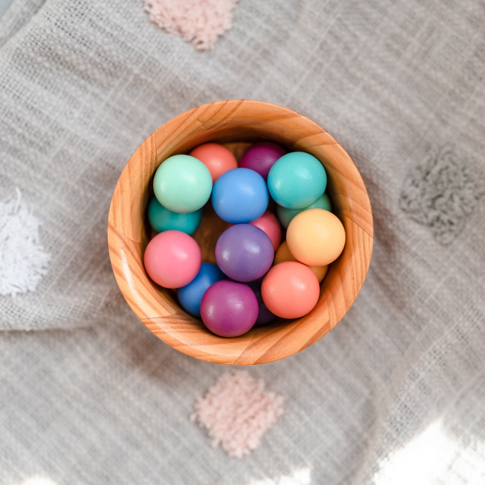 Connetix 16-Piece Pastel Colored Replacement Wooden Ball Set for Ball Runs