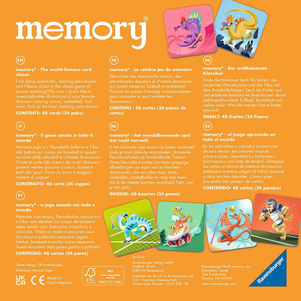 Hot! Ravensburger Dinosaur Sports Memory Game