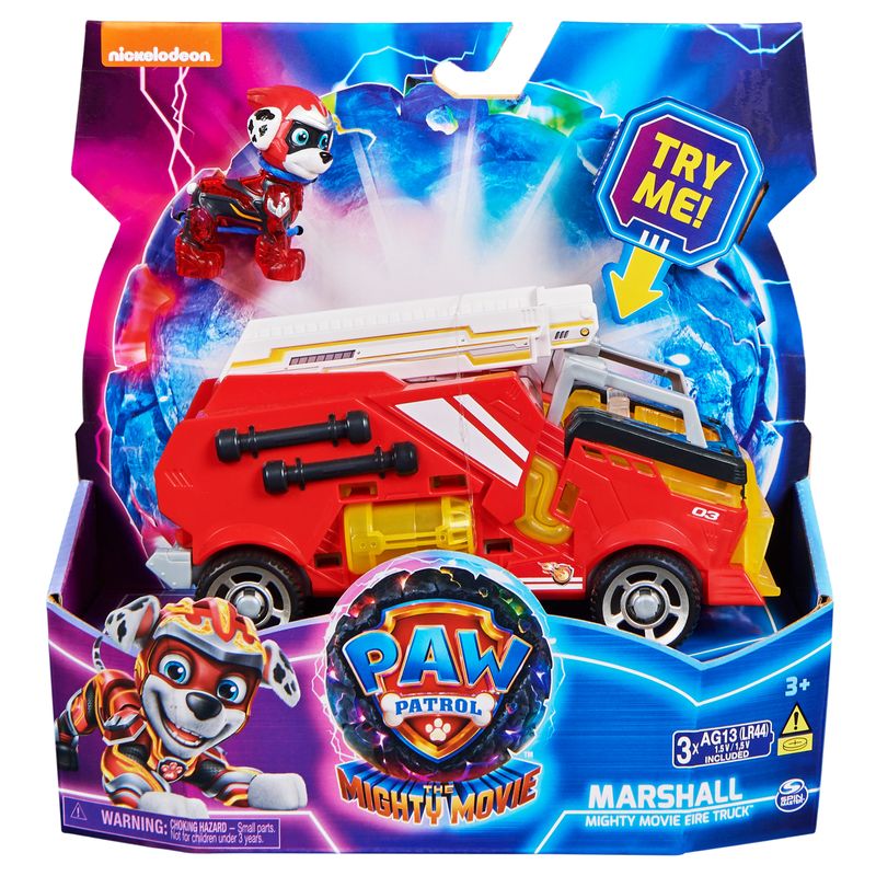 Hot Sale! PAW Patrol Mighty Movie Marshall's Fire Truck Theme Vehicle Toy