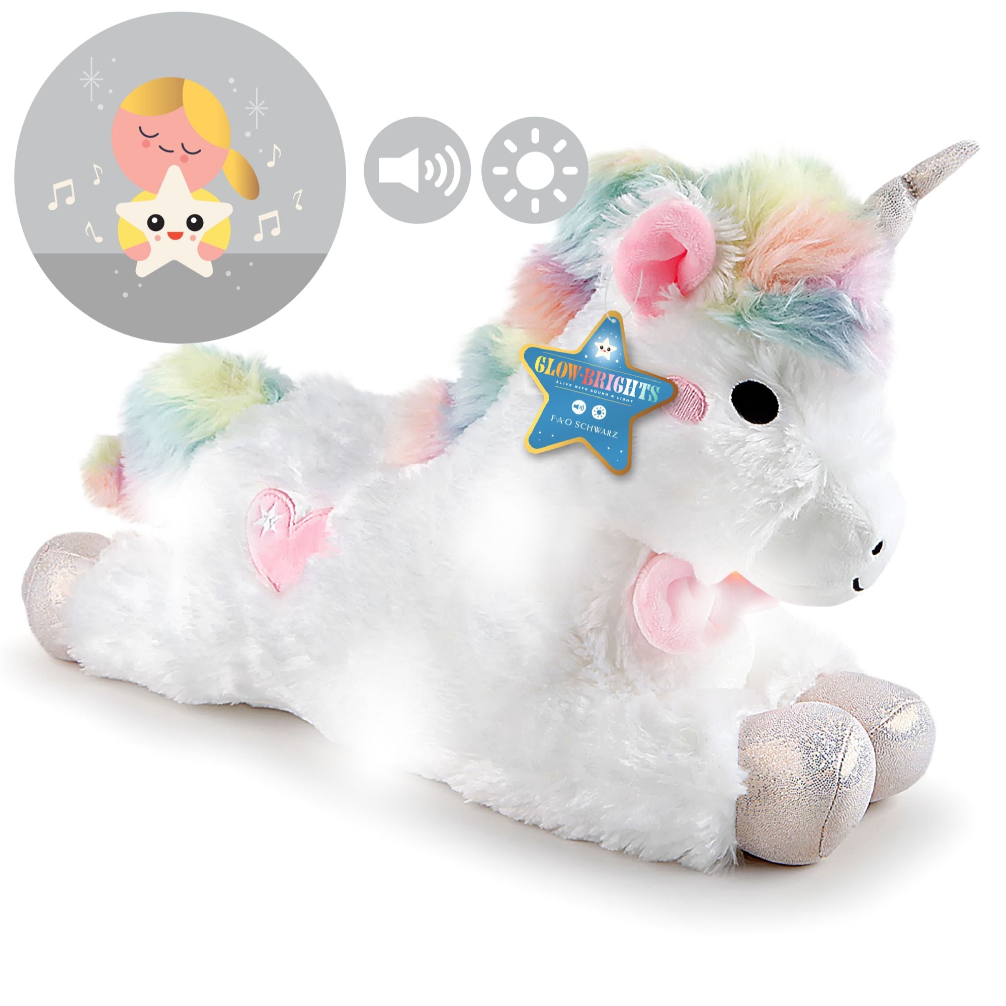 15-Inch F.A.O. Schwarz Glow Brights Soft and Magical Plush Unicorn