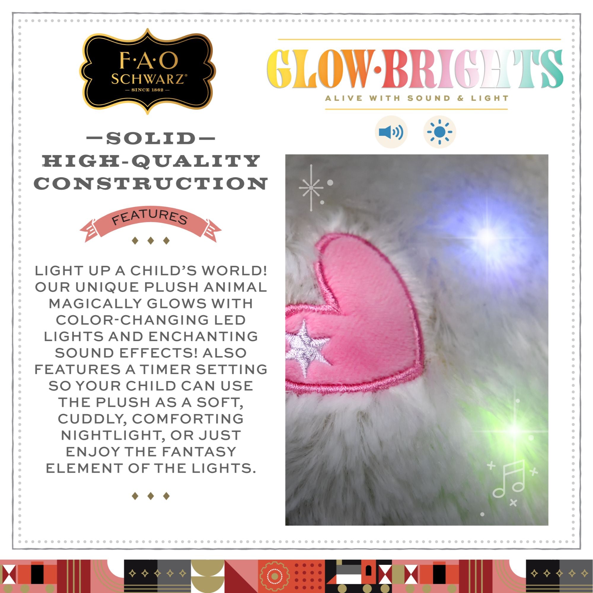 15-Inch F.A.O. Schwarz Glow Brights Soft and Magical Plush Unicorn