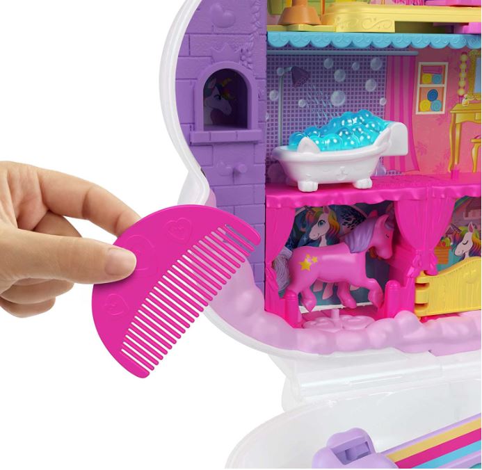 Polly Pocket Magical Rainbow Unicorn 2-in-1 Salon Compact Toy