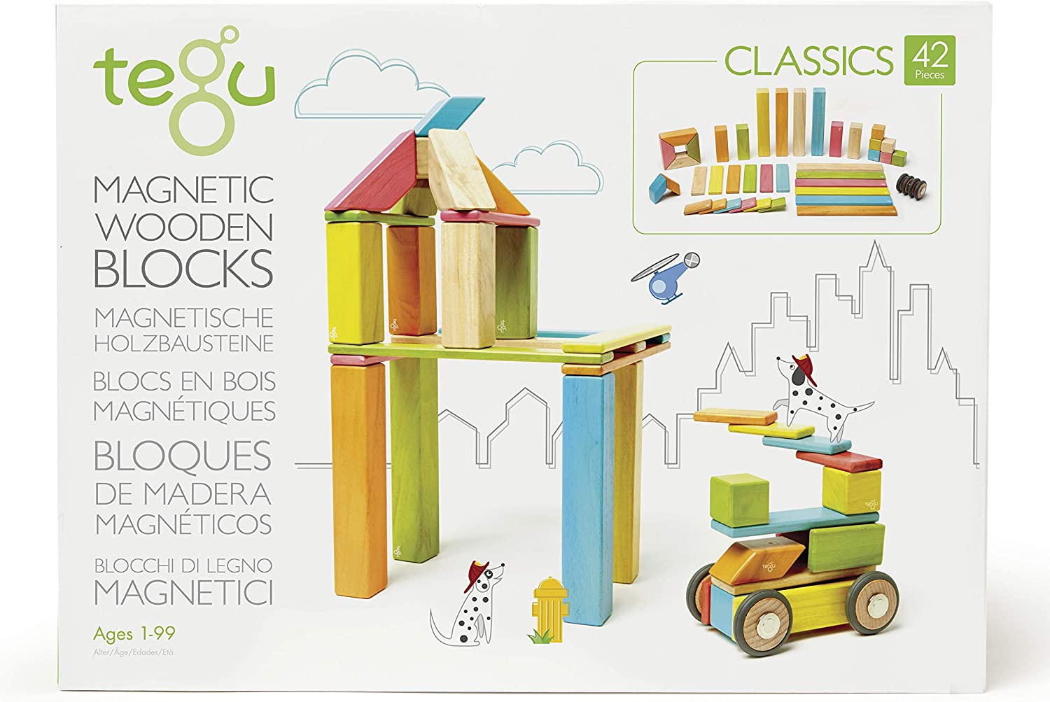 42-Piece Tegu Magnetic Wooden Blocks Set in Various Tints