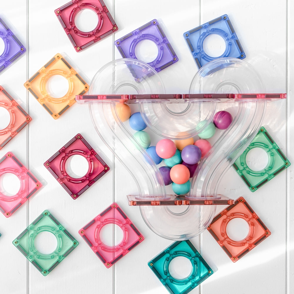 Connetix 16-Piece Pastel Colored Replacement Wooden Ball Set for Ball Runs