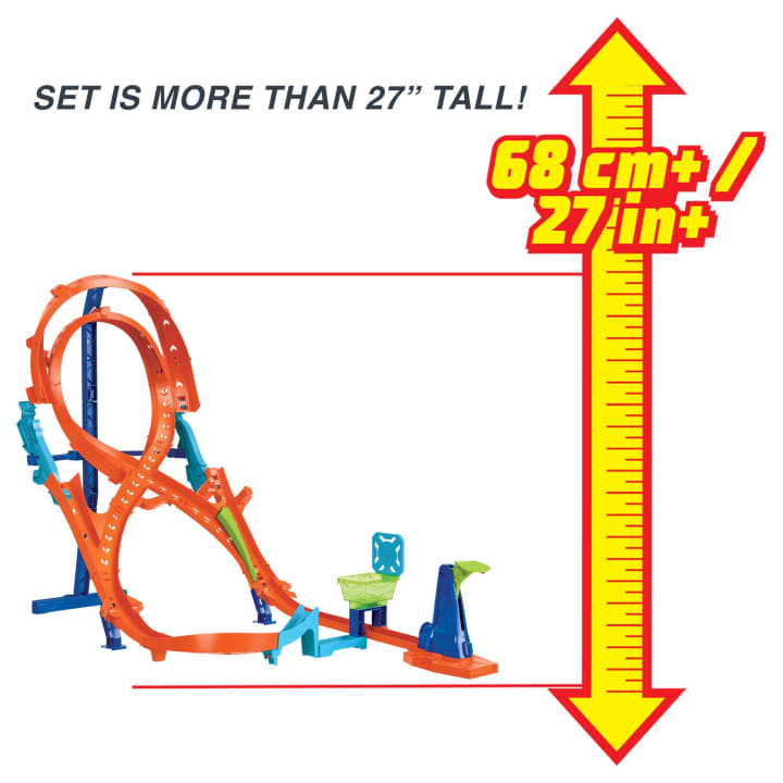 Hot Wheels Vertical 8 - Foot - Tall Action Jump Playset with 2 Racing Paths