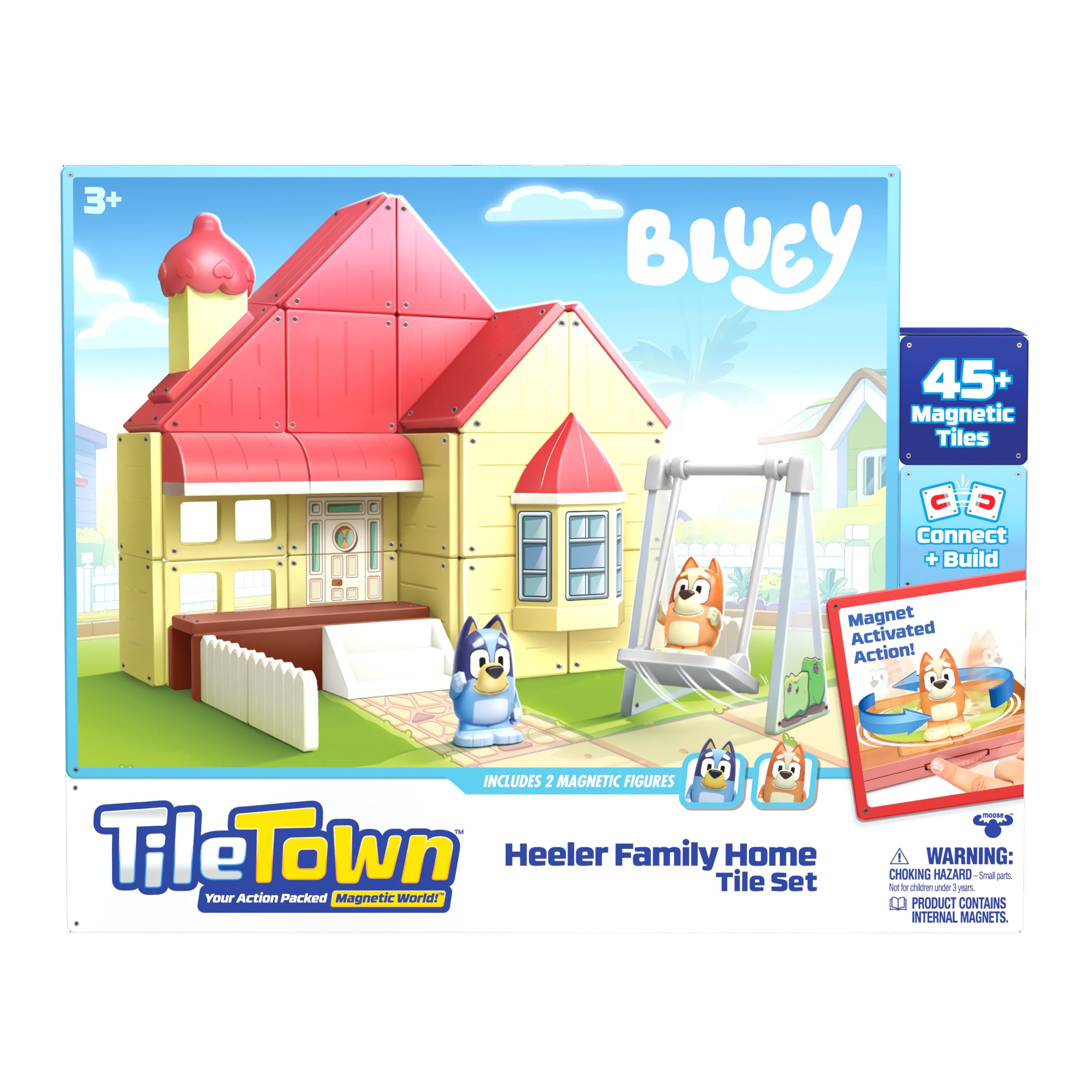 Tile Town 47-Piece Bluey Heeler Home Magnetic Tile Set for Kids