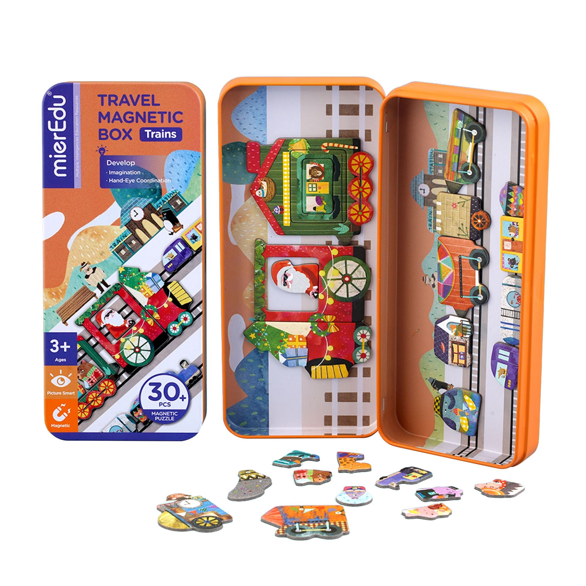 Hot Sale! MierEdu Kids' Magnetic Train Puzzle Box with Over 30 Pieces