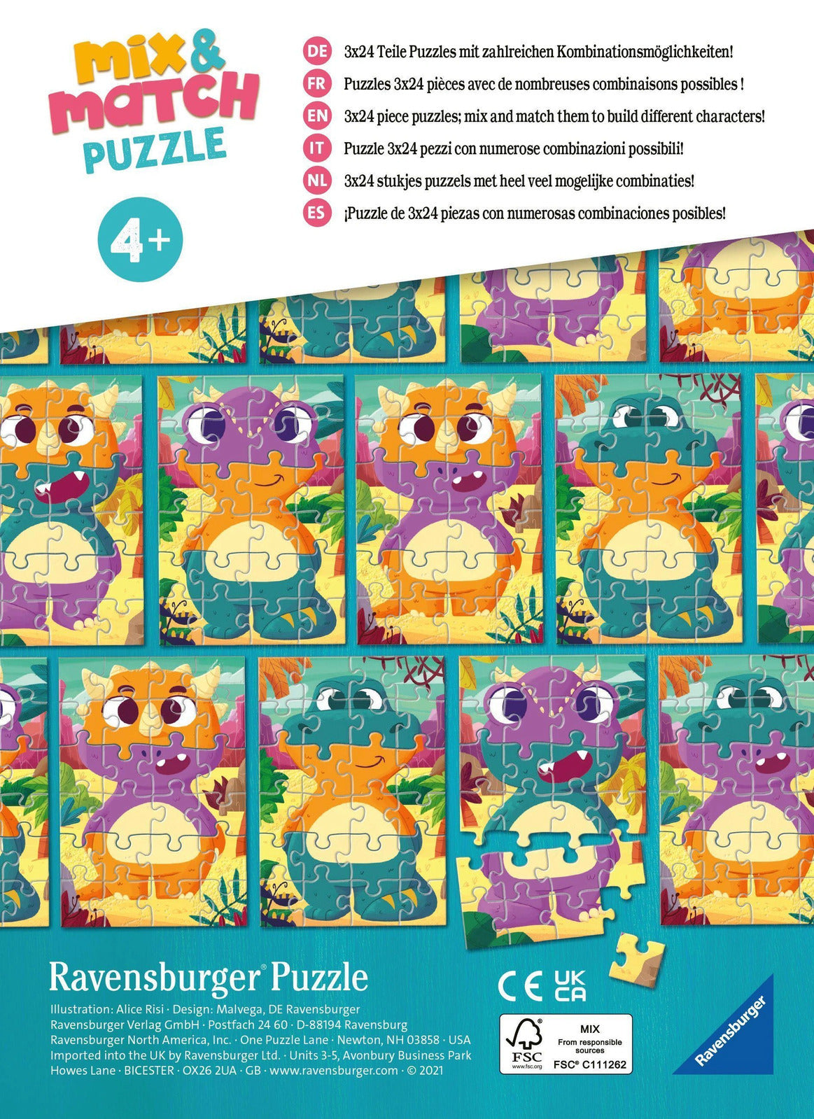 Ravensburger Cute Dinos: 3 Sets of 24 Piece Mix & Match Puzzles