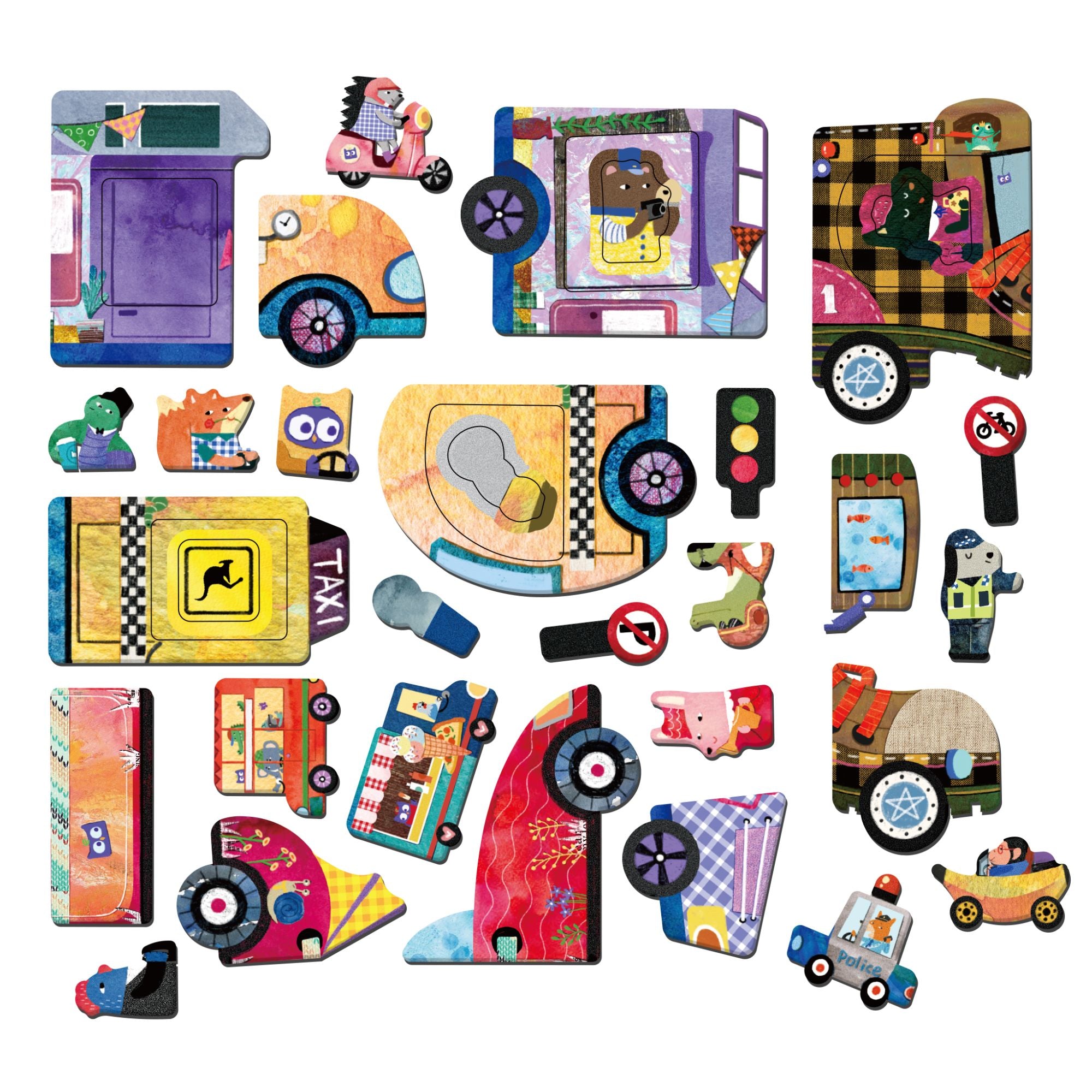 MierEdu Educational Magnetic Puzzle Box with Car Themed Pieces