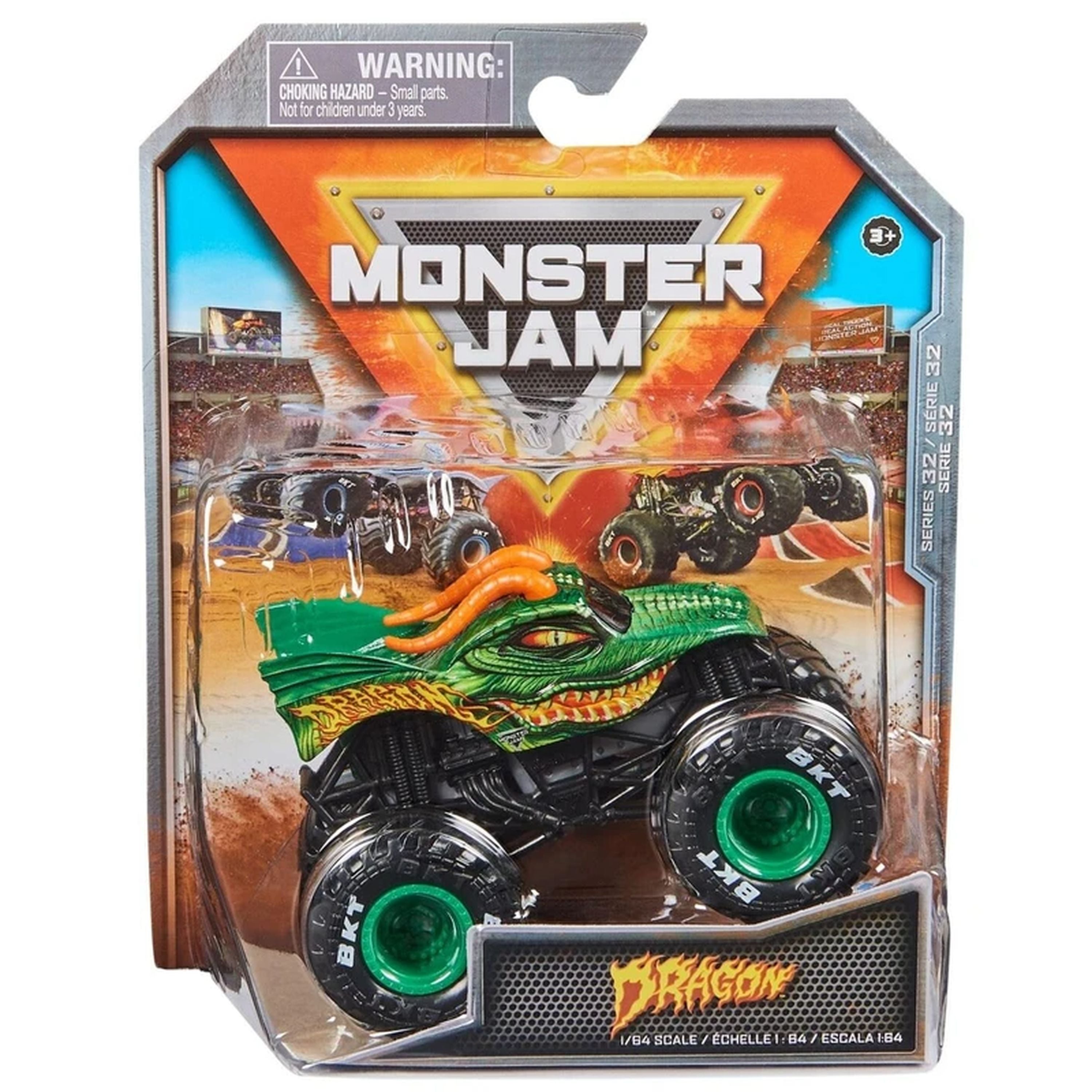 1:64 Scale Monster Jam Series 32 Dragon Monster Truck with Collectible Figurine
