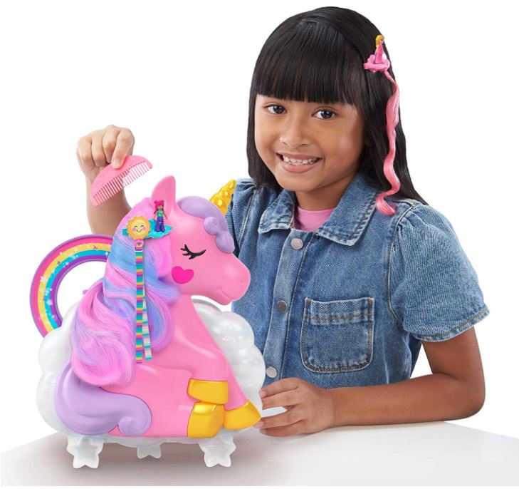 Polly Pocket Magical Rainbow Unicorn 2-in-1 Salon Compact Toy