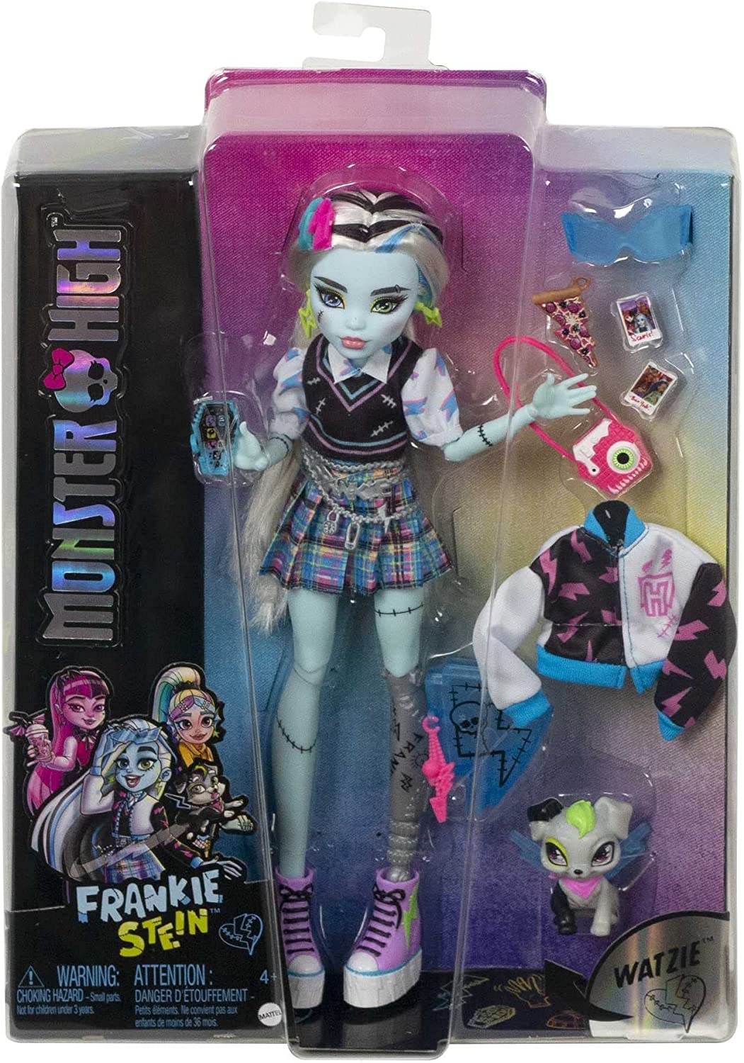 Monster High Frankie Stein Doll with Electrifying Fashion and Pet
