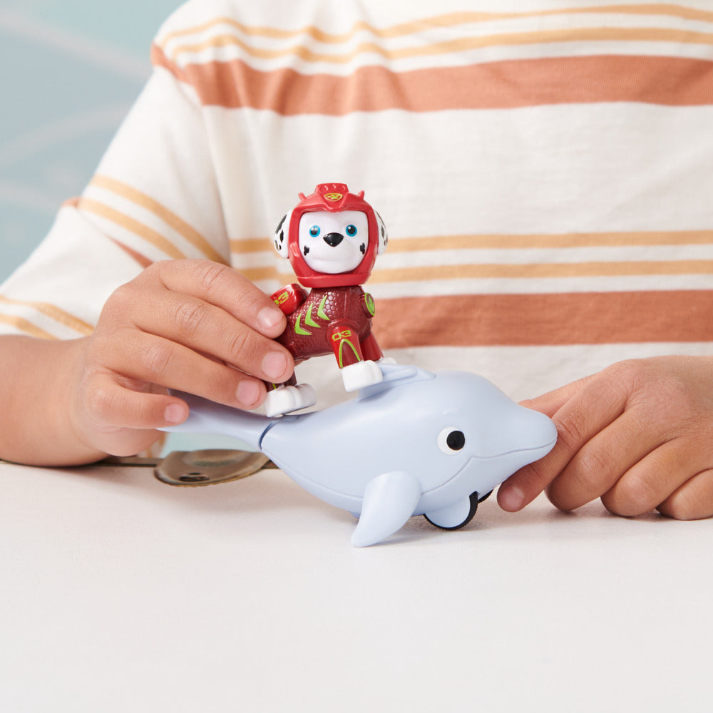 Hot Sale! PAW Patrol Aqua Pups Action Figures Set - Marshall in Wetsuit and His Dolphin Friend