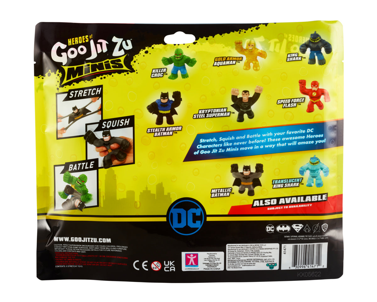 Licensed DC S4 Mega 6-Pack of Stretchy Goo Jit Zu Minis Heroes