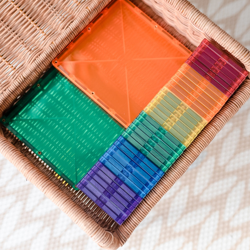 40-Piece Connetix Rainbow Square Magnetic Tiles Pack for Creative Play