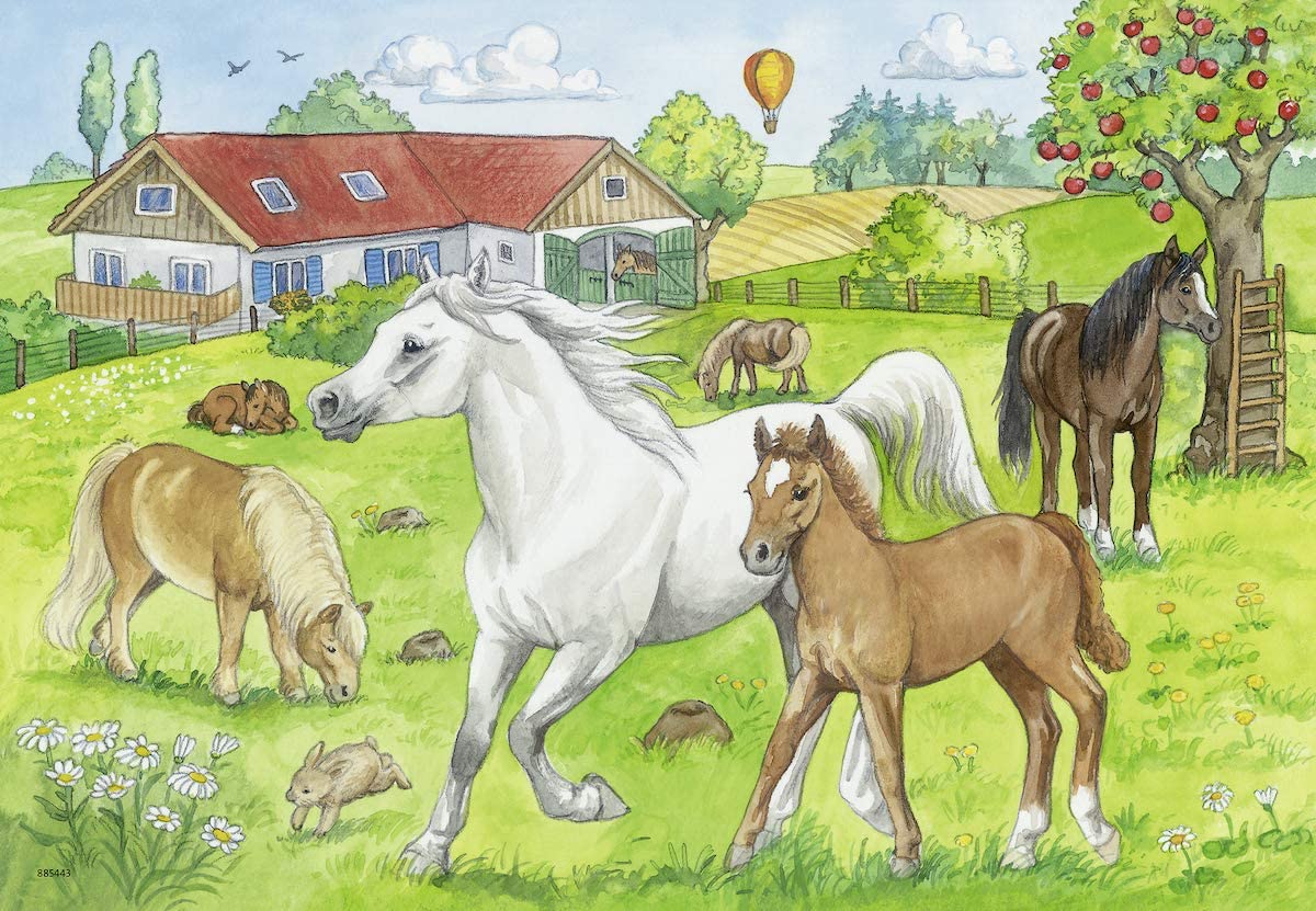 Ravensburger 2x24 Piece Horse Stable Jigsaw Puzzles - Double the Fun for Kids!
