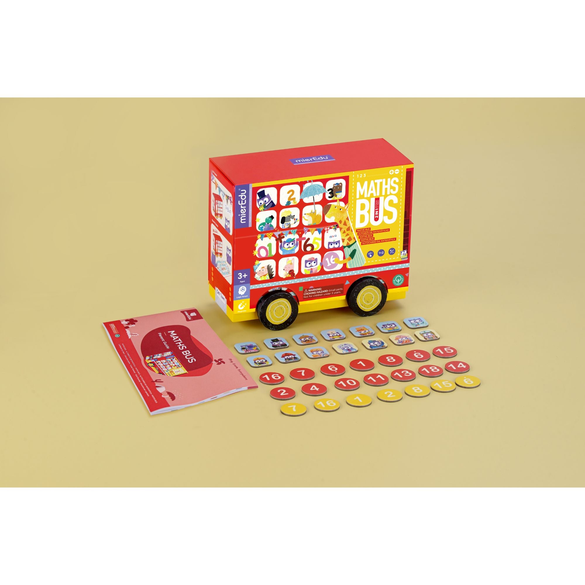 Eco-Friendly MierEdu Maths Learning Double-Decker Magnetic Bus Toy