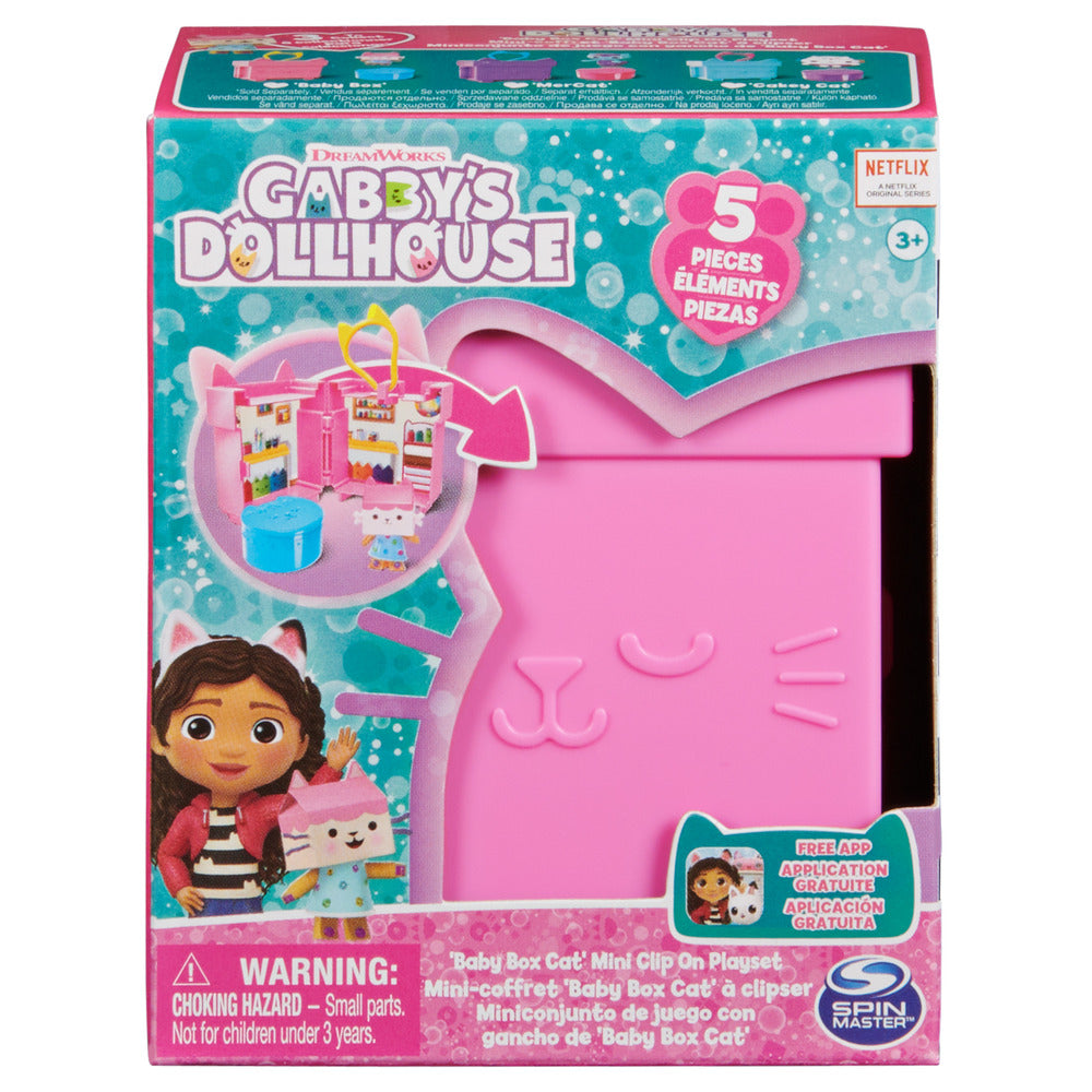 Gabby's Dollhouse Clip-On Portable Mini Playset - Featuring Baby Box Cat