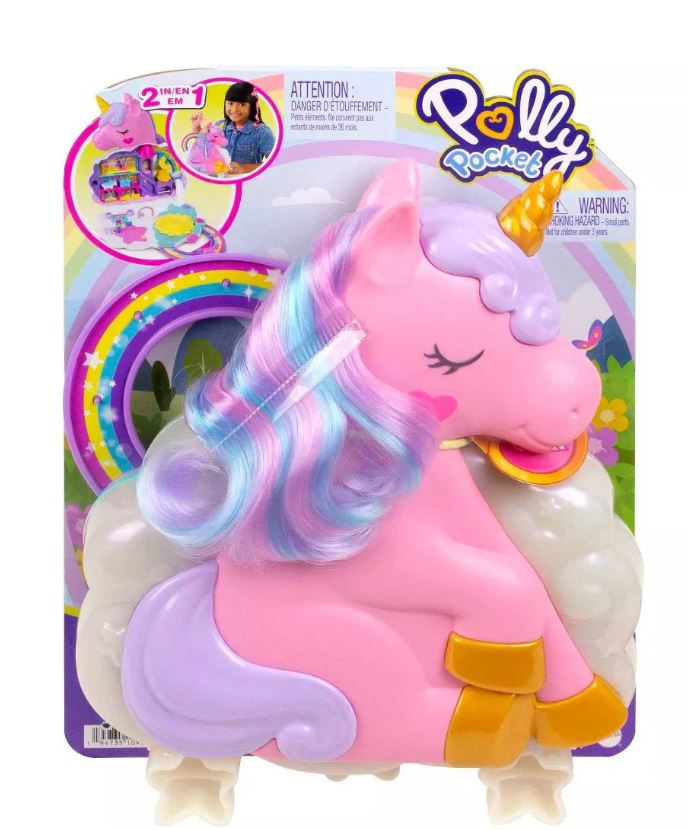 Polly Pocket Magical Rainbow Unicorn 2-in-1 Salon Compact Toy