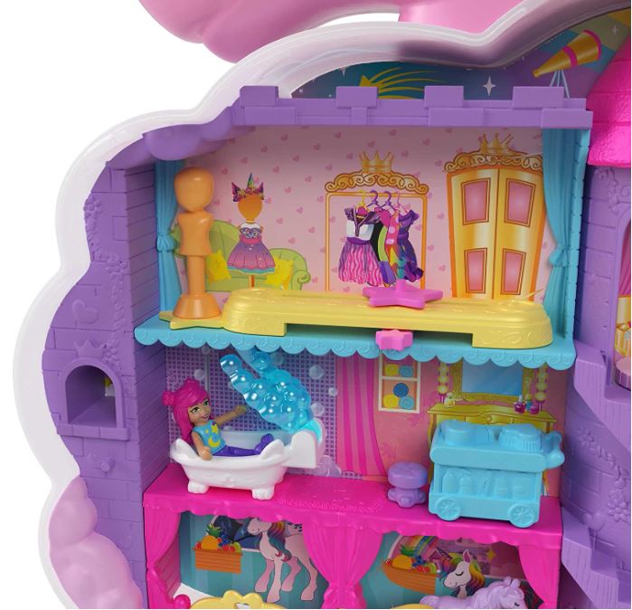 Polly Pocket Magical Rainbow Unicorn 2-in-1 Salon Compact Toy