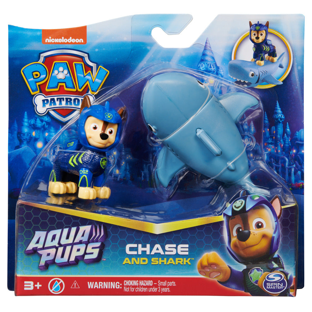 PAW Patrol Aqua Pups - Chase in Wetsuit with Shark Action Figure Set