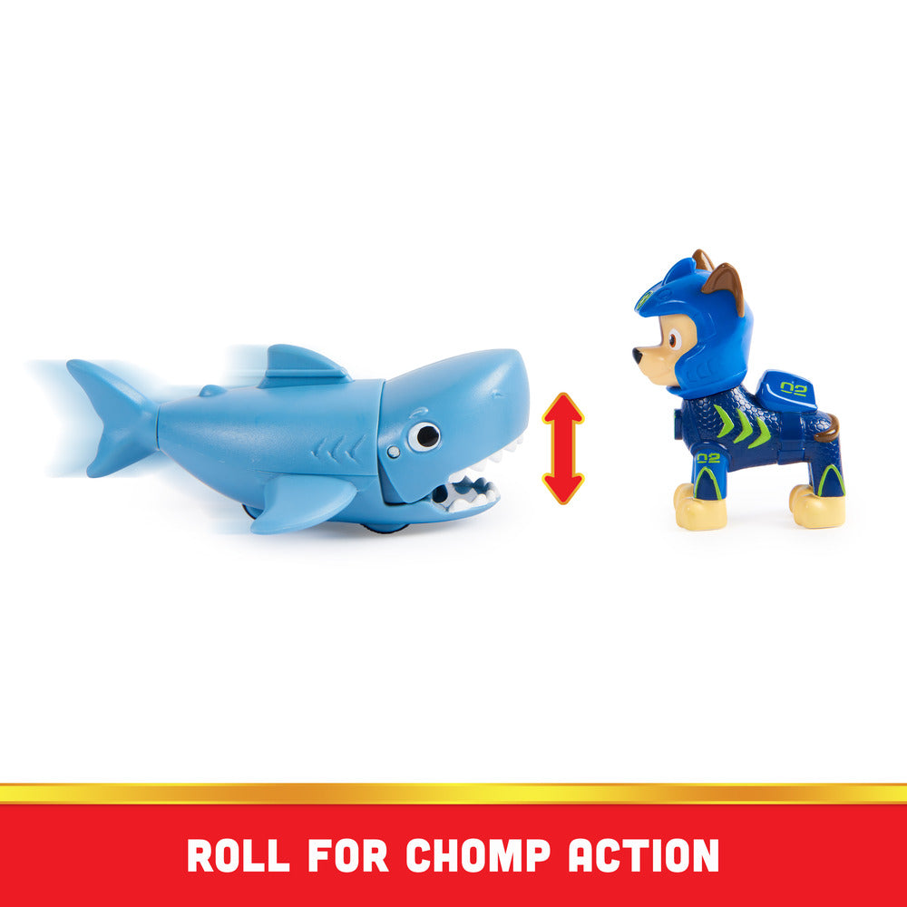 PAW Patrol Aqua Pups - Chase in Wetsuit with Shark Action Figure Set