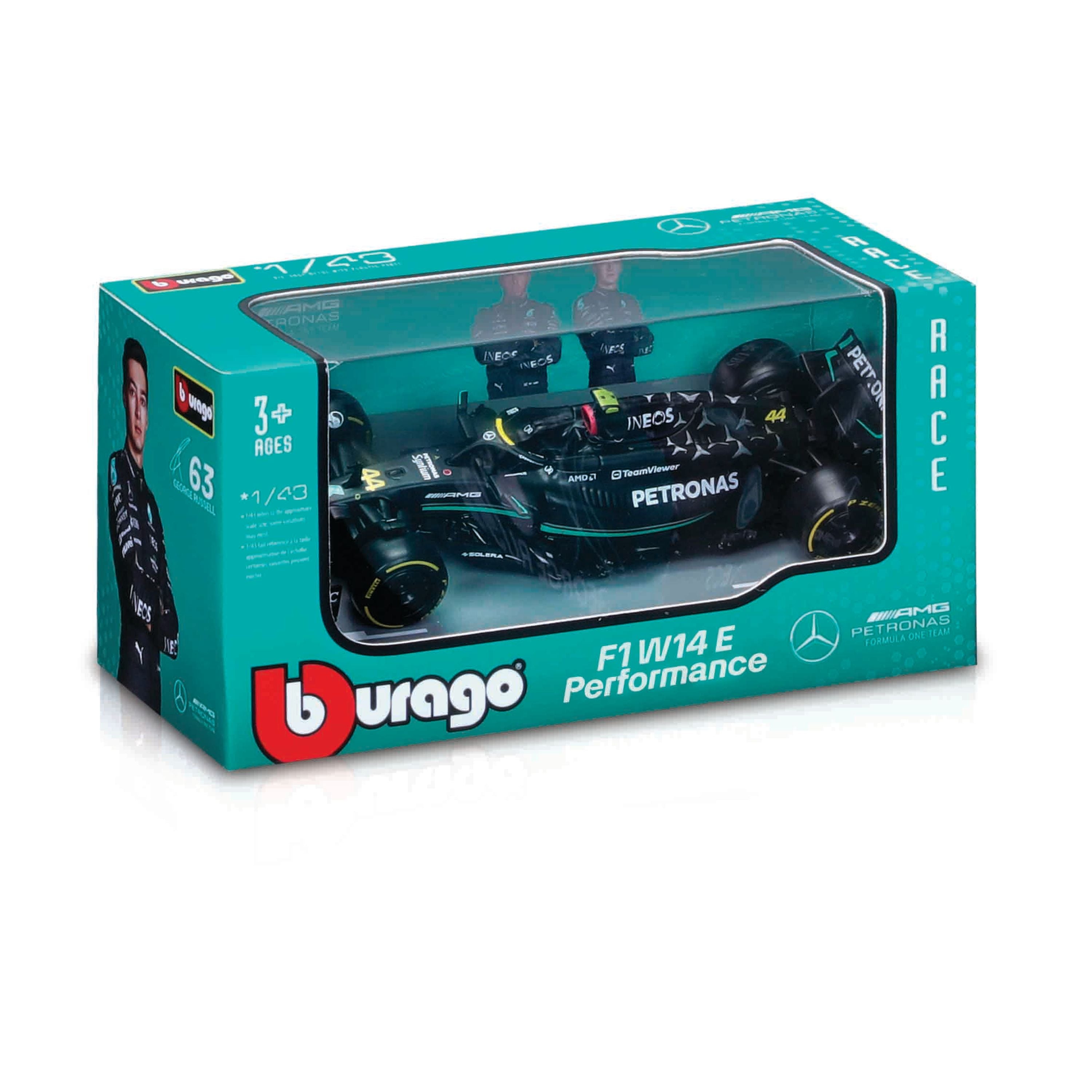 Hot Deal! Bburago 1:43 Scale Die - Cast Model of 2023 Mercedes F1 #44 Hamilton Car for Collectors