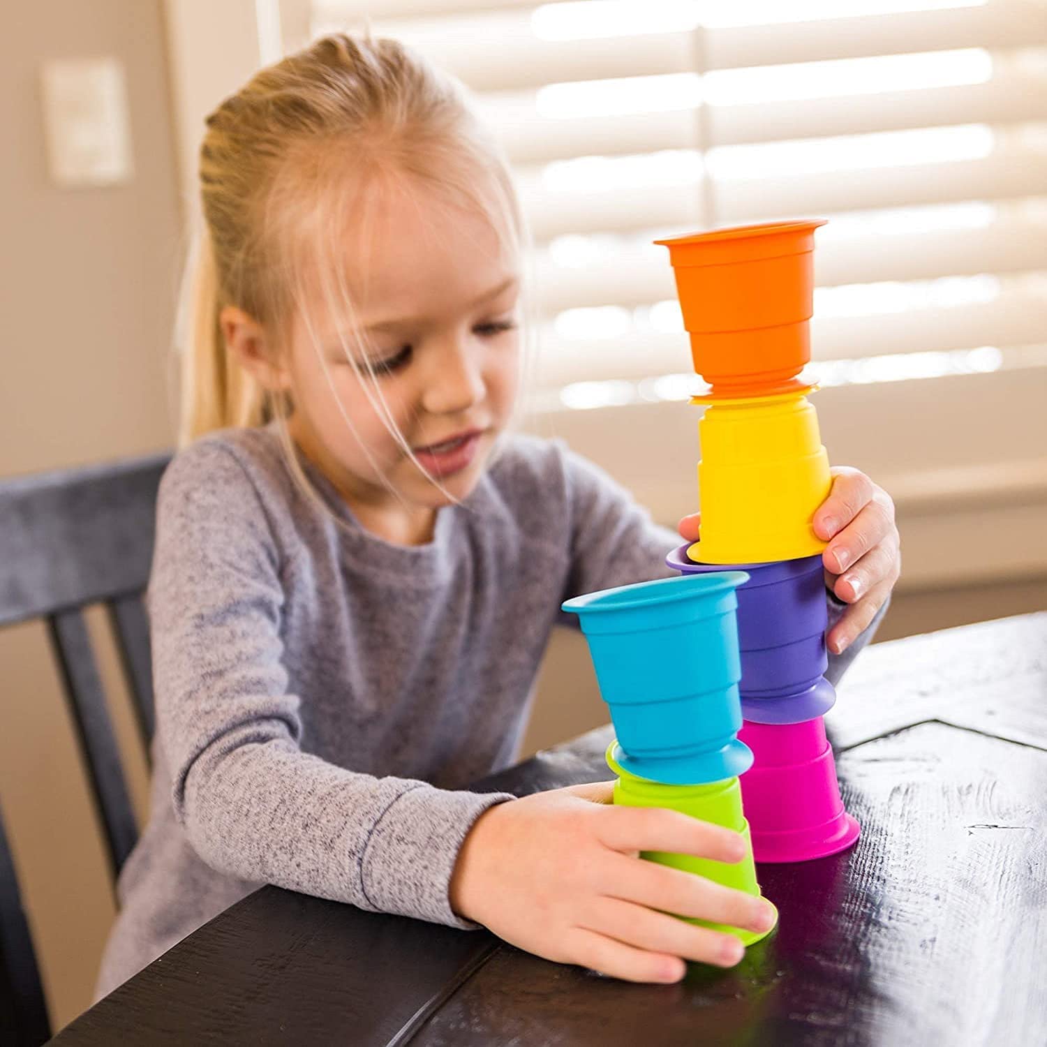 Fat Brain Toys Suction Kupz - 100% Silicone Colorful Squishy Cups for Endless Creative Play