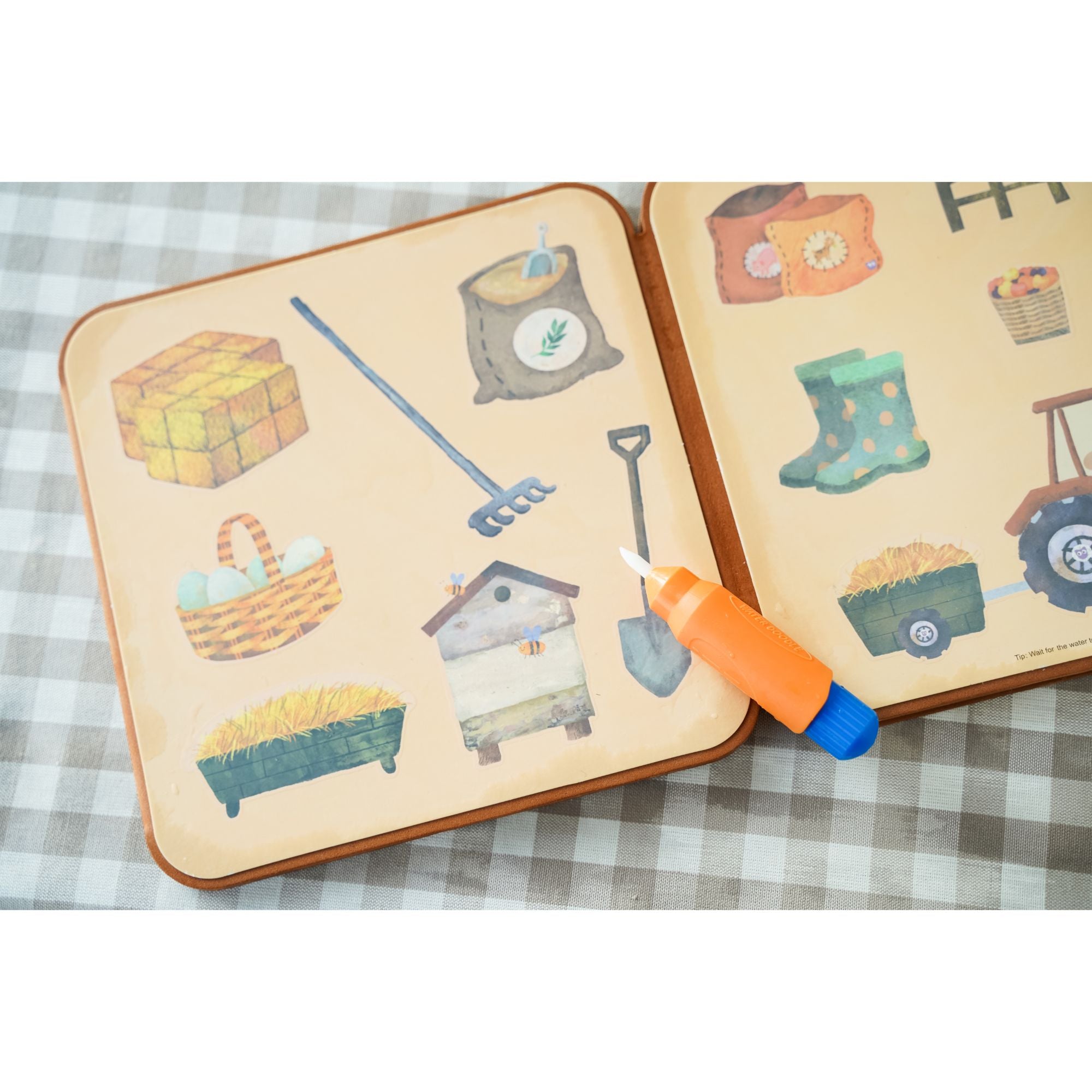 MierEdu Magic Water Doodle Book for Teaching Kids Farm Animals, Words, Numbers & Colors