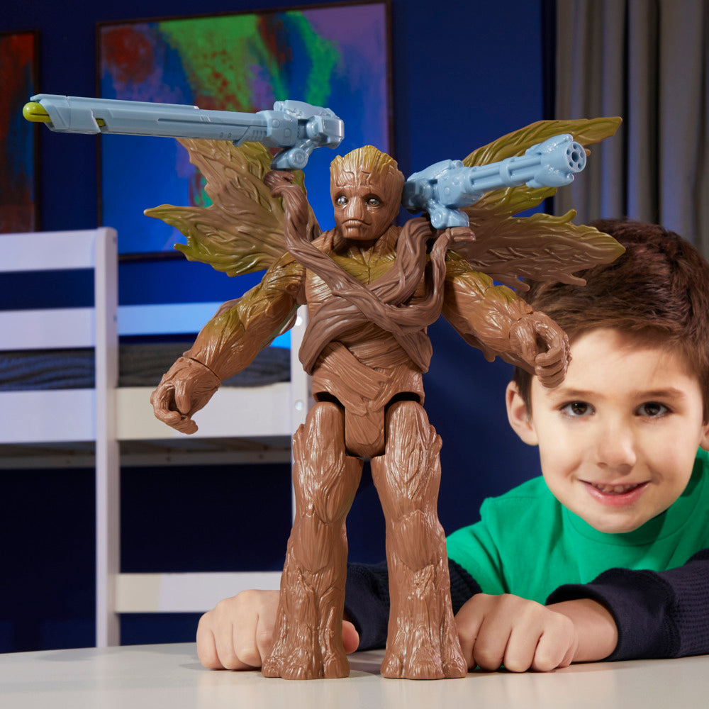 Hot Deal! Marvel Guardians of the Galaxy Vol. 3 Titan Hero Series Blast 'N Battle Groot Action Figure