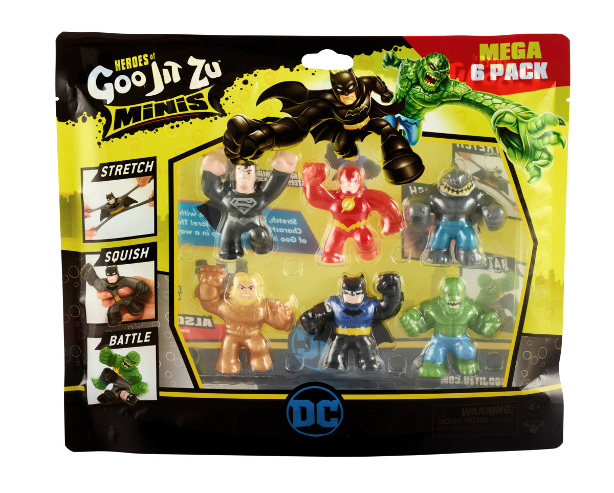 Licensed DC S4 Mega 6-Pack of Stretchy Goo Jit Zu Minis Heroes