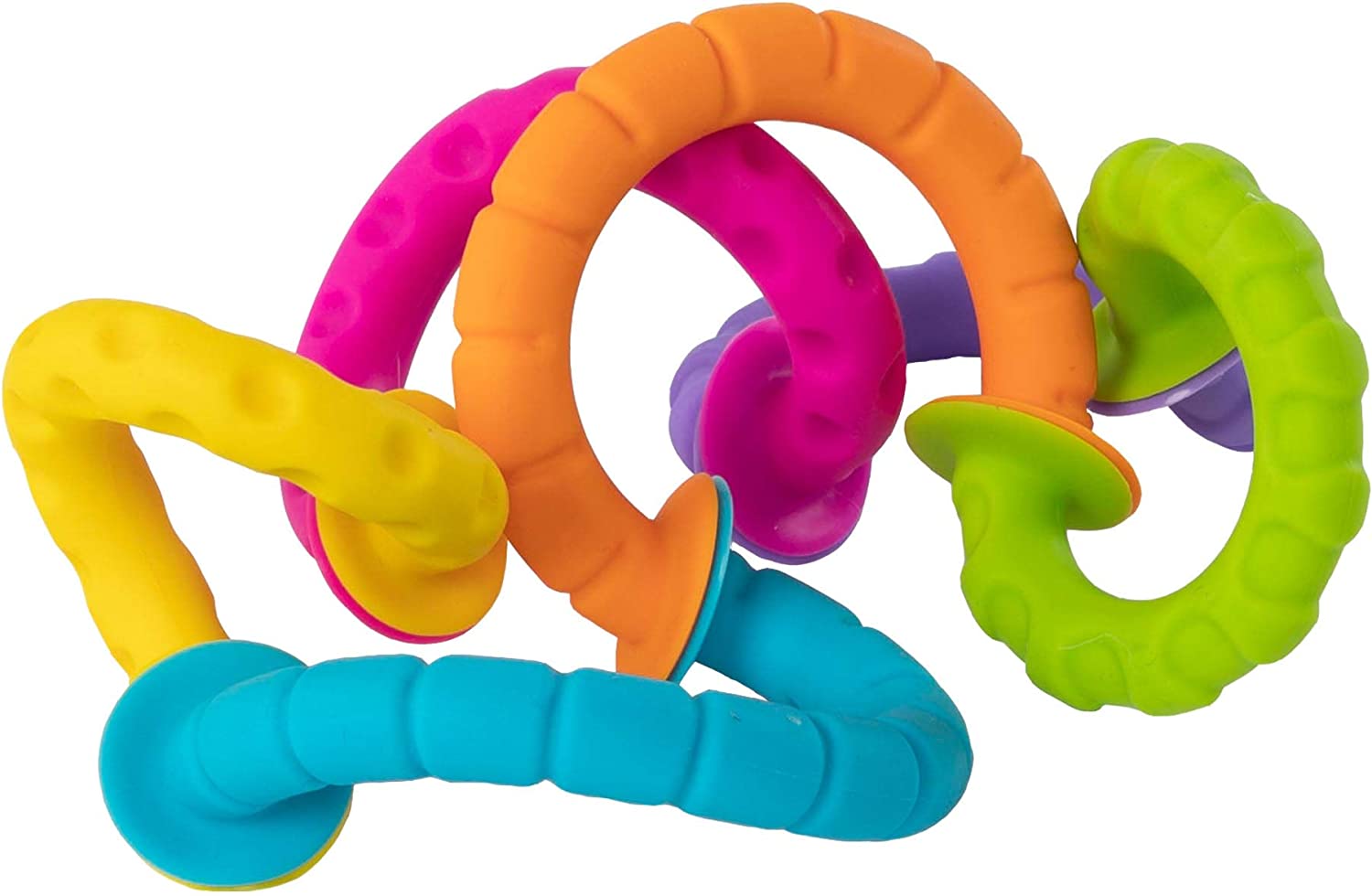 Amazing Fat Brain Toys Pipsquigz Ringlets - Set of 6 Colorful Silicone Rings for Sensory Fun
