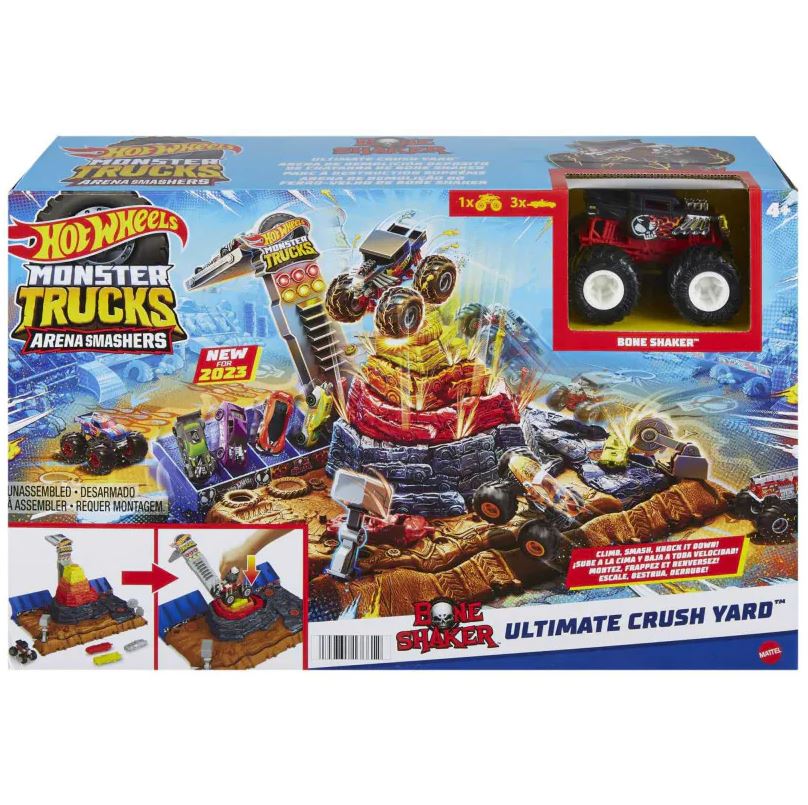 Hot Wheels Monster Truck Arena Smashers: Bone Shaker Ultimate Crush Yard Playset - Epic Fun!