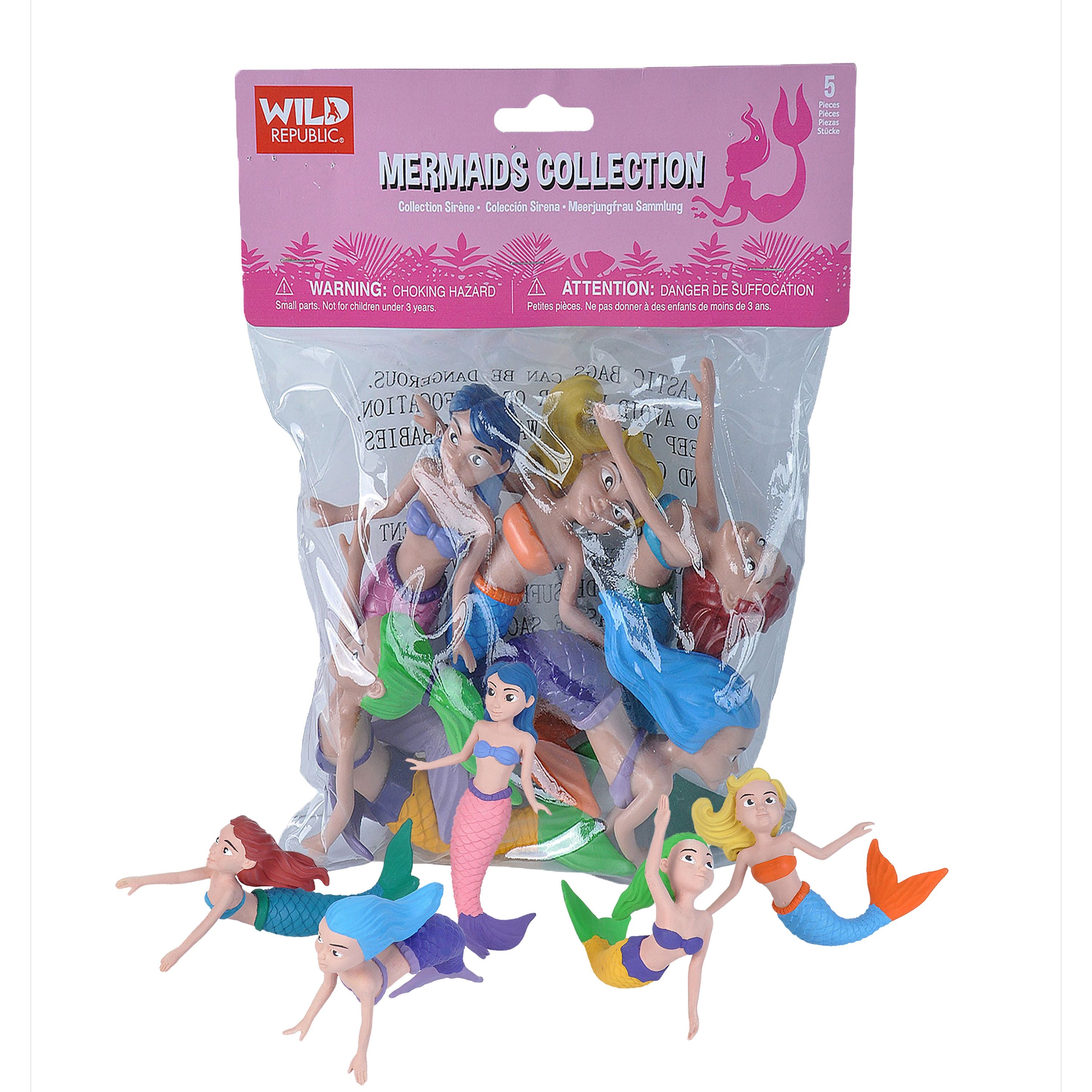 Wild Republic Assorted Coloured Mermaid Figurines in Polybag