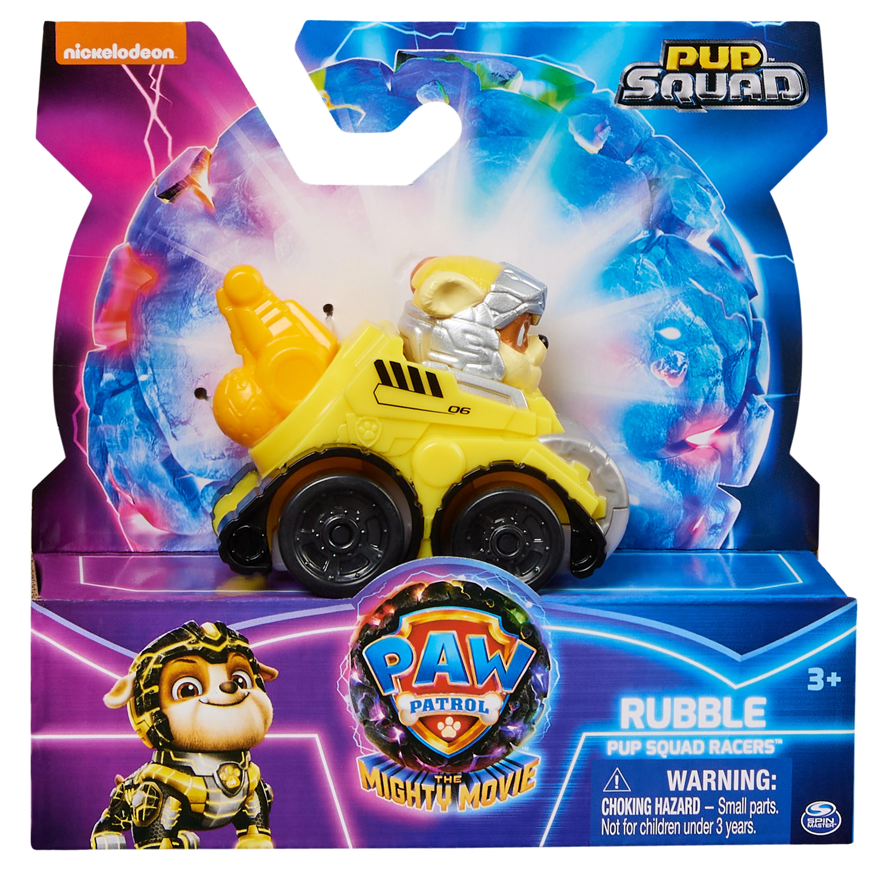 PAW Patrol The Mighty Movie Pup Squad Racers - Rubble Toy Cars, Perfect for Kids' Adventures