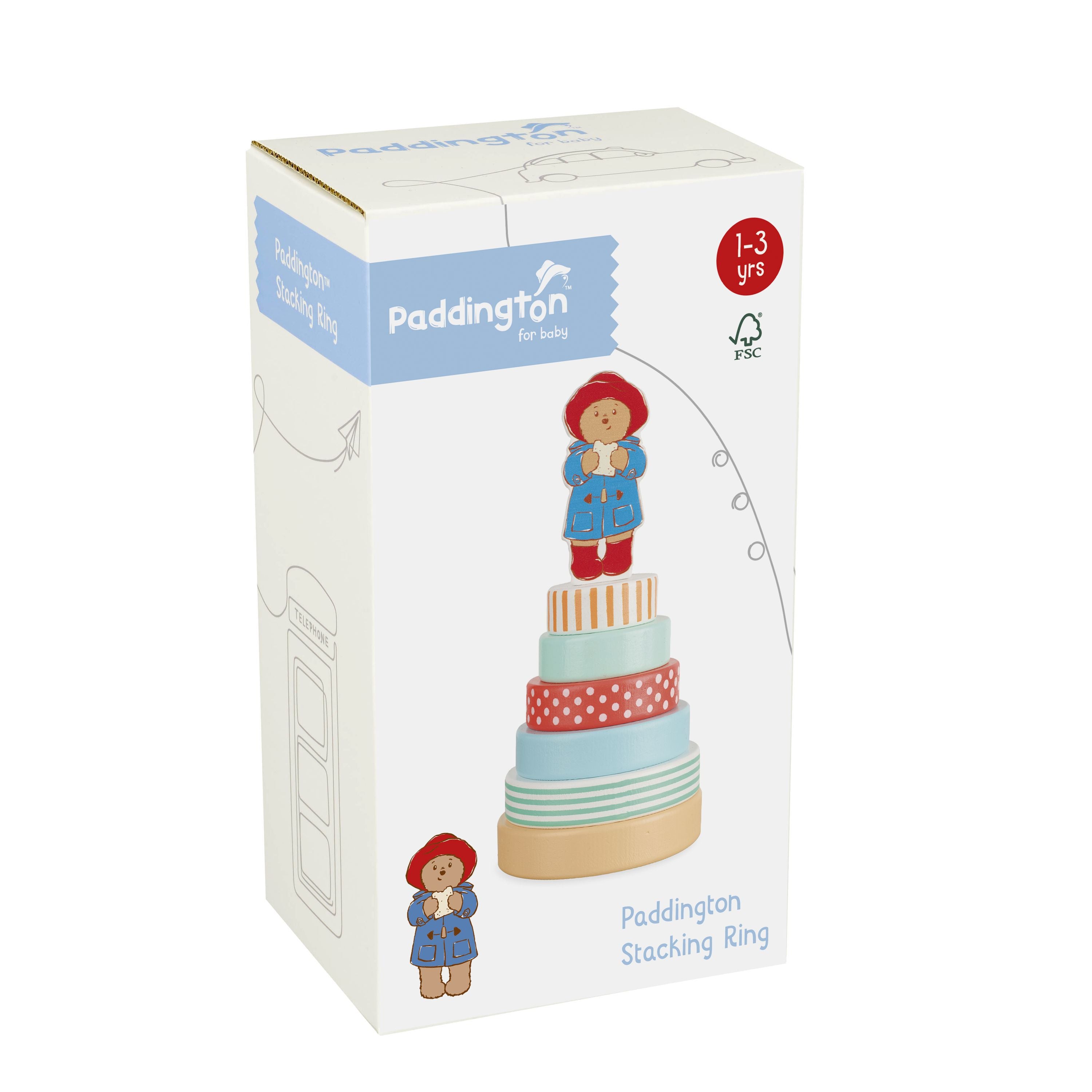 FSC - Certified Paddington Wooden Stacking Ring Toy for Toddlers