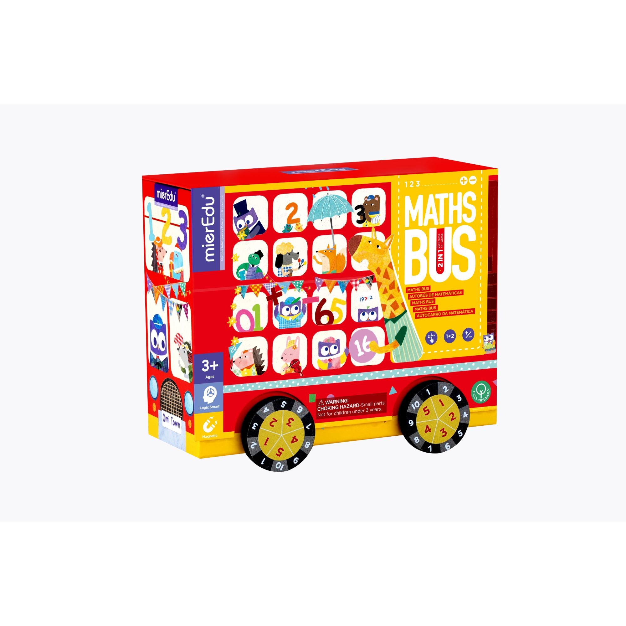 Eco-Friendly MierEdu Maths Learning Double-Decker Magnetic Bus Toy