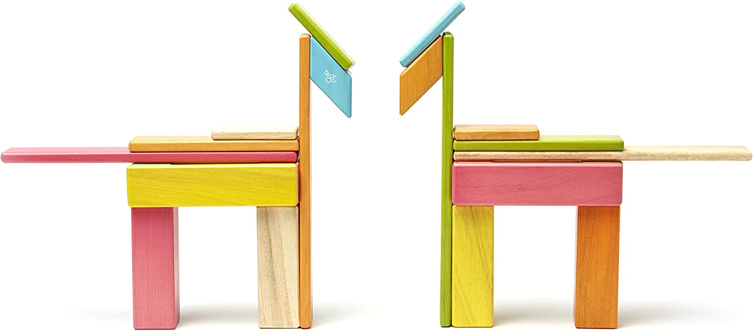 Hot Sale! 24-Piece Tegu Magnetic Wooden Building Blocks Set in Various Tints