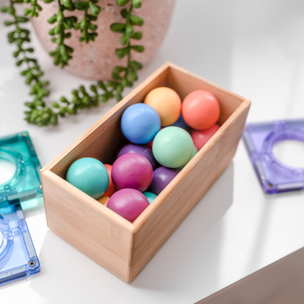 Connetix 16-Piece Pastel Colored Replacement Wooden Ball Set for Ball Runs
