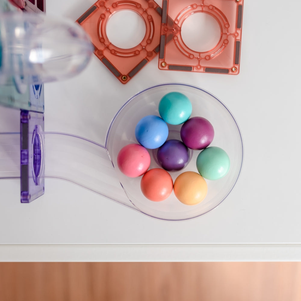 Connetix 16-Piece Pastel Colored Replacement Wooden Ball Set for Ball Runs