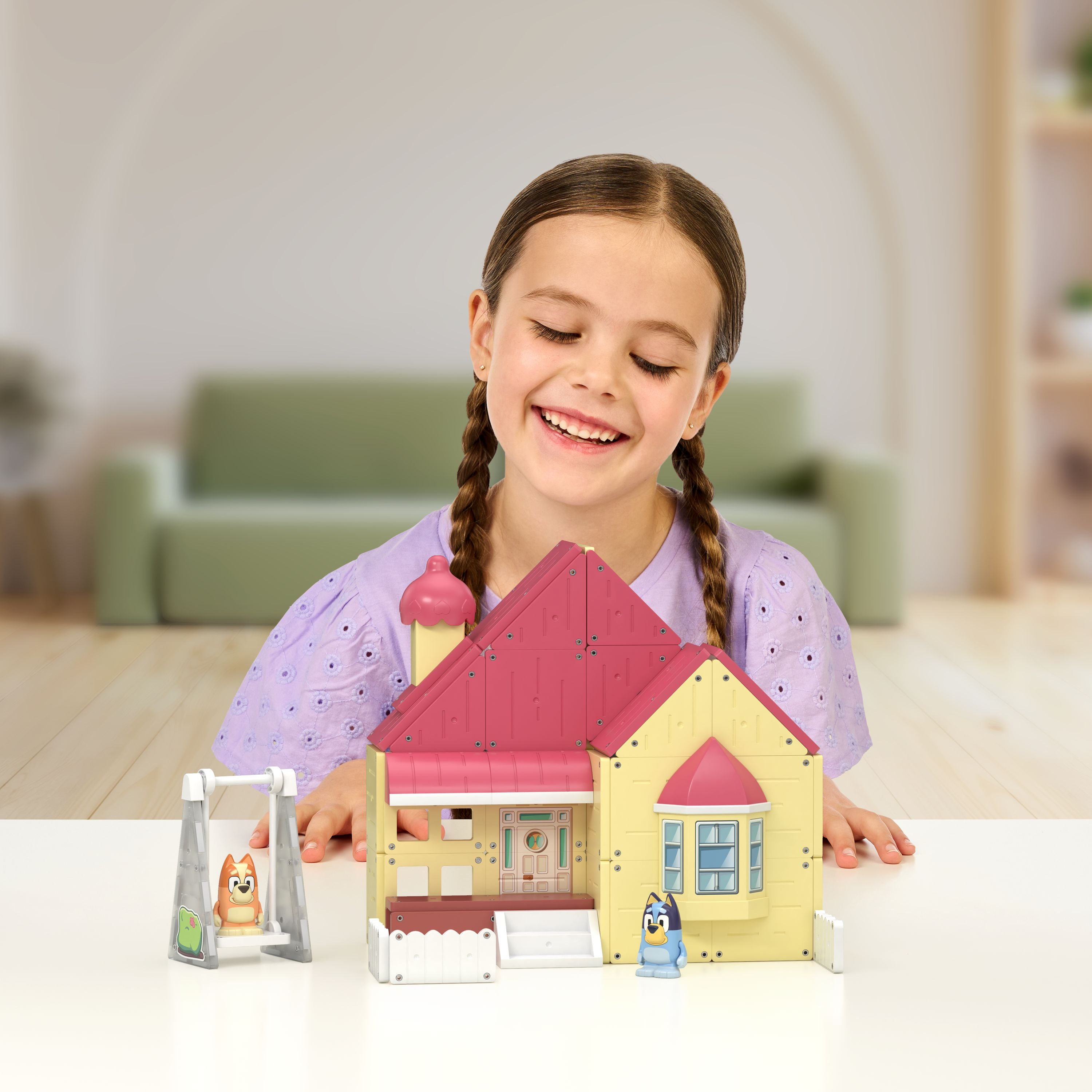 Tile Town 47-Piece Bluey Heeler Home Magnetic Tile Set for Kids