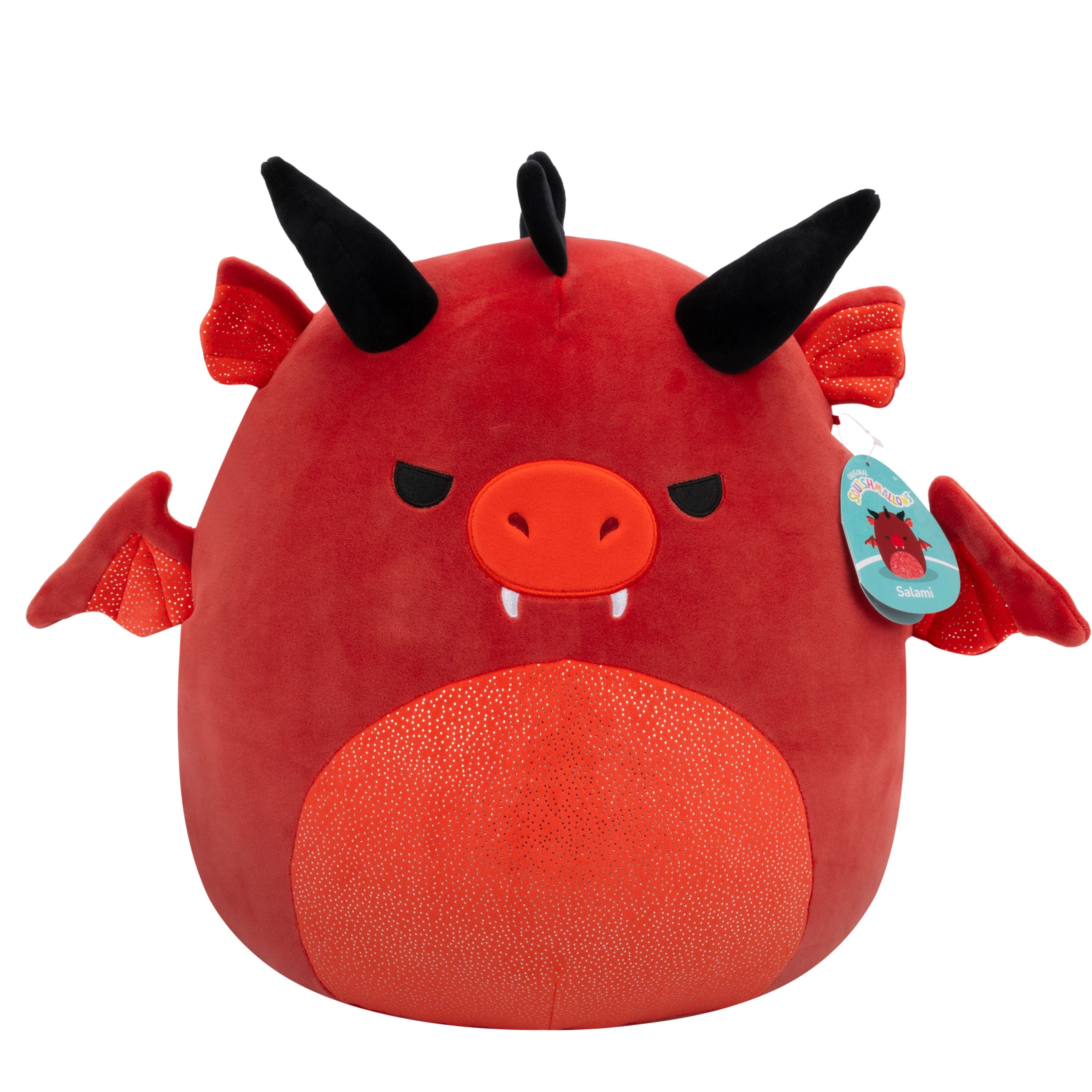 Hot Deal! 14-Inch Squishmallows S20 Red Dragon with Fierce Eyes and Glittery Belly