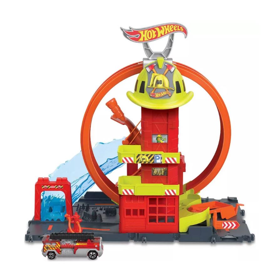 Hot Wheels City Super Fire Station Playset - Fun Kids' Toy with Adjustable Loop and More