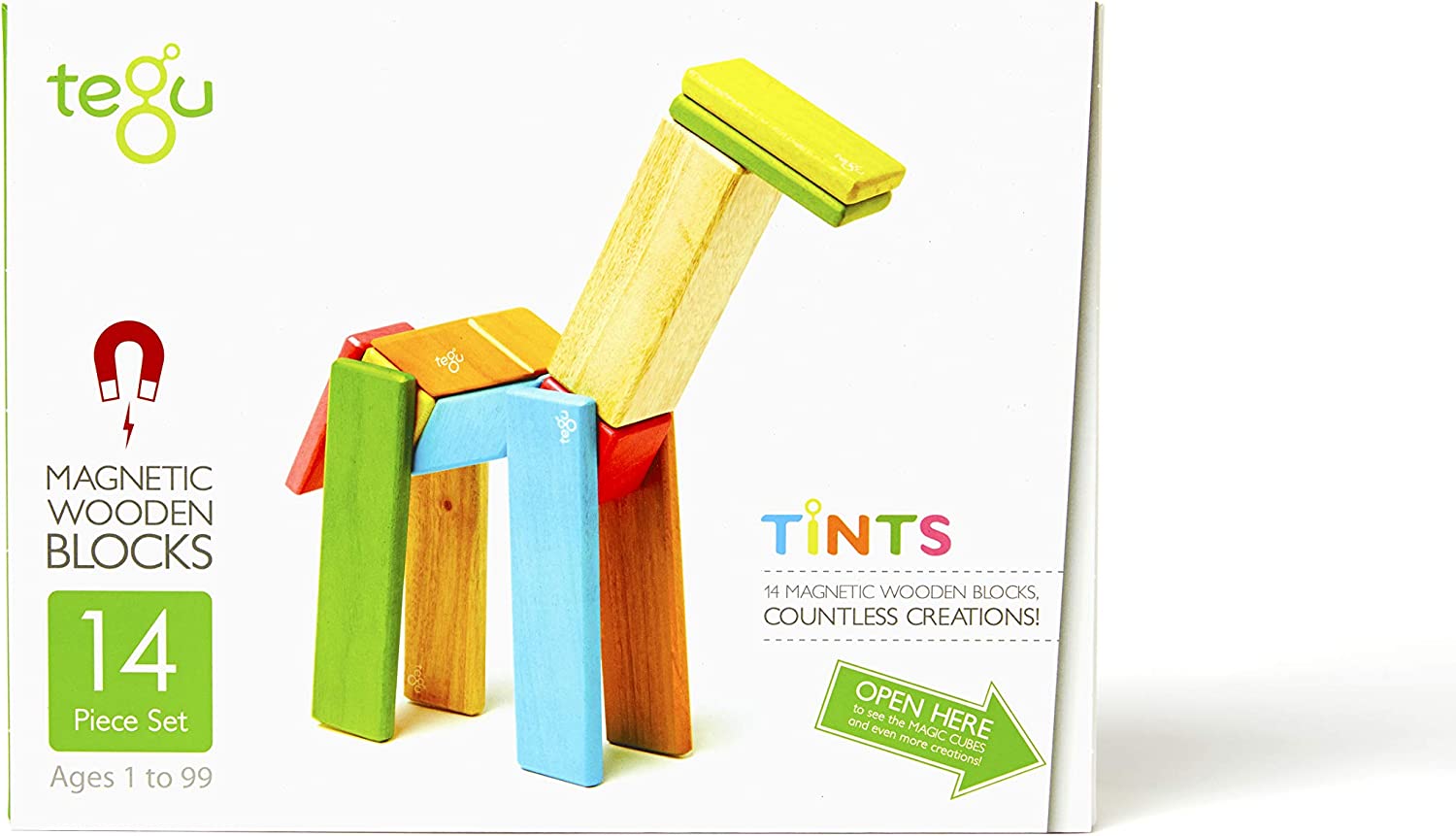 14-Piece Tegu Magnetic Wooden Blocks Set with Various Shapes