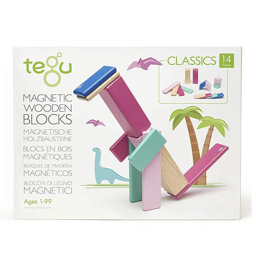 14-Piece Tegu Magnetic Wooden Blossom Building Blocks Set