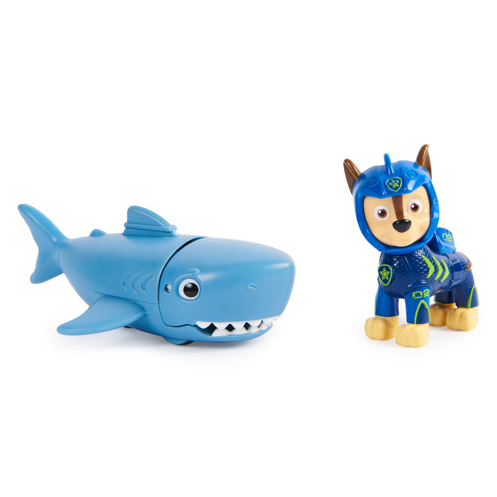 PAW Patrol Aqua Pups - Chase in Wetsuit with Shark Action Figure Set